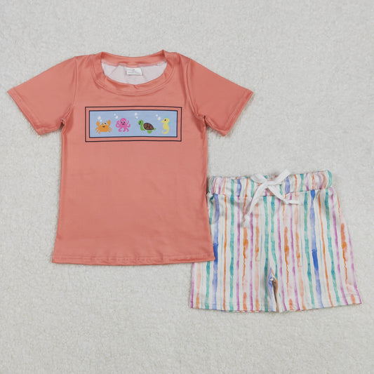 BSSO1278 crab turtle animal boy  summer outfit 202502  RTS