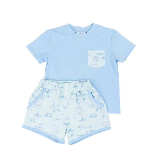 BSSO1349  preorder western boat sail short sleeve shorts boy summer outfit 202502