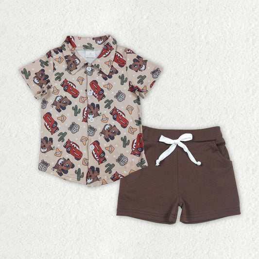 BSSO1436组合 cartoon car westen  boy summer outfit 20253 RTS（复制）