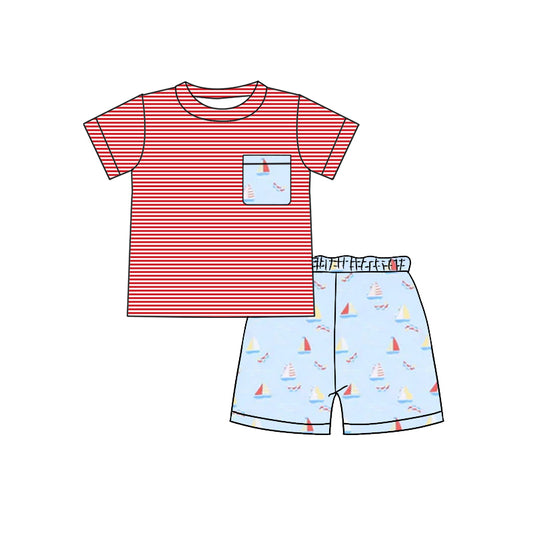 BSSO1465  preorder sail boat sea boy summer outfit 202503