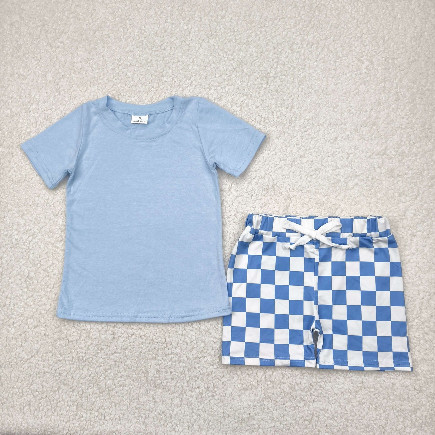BSSO1469  pr checkerboard boy summer outfit 202504 RTS