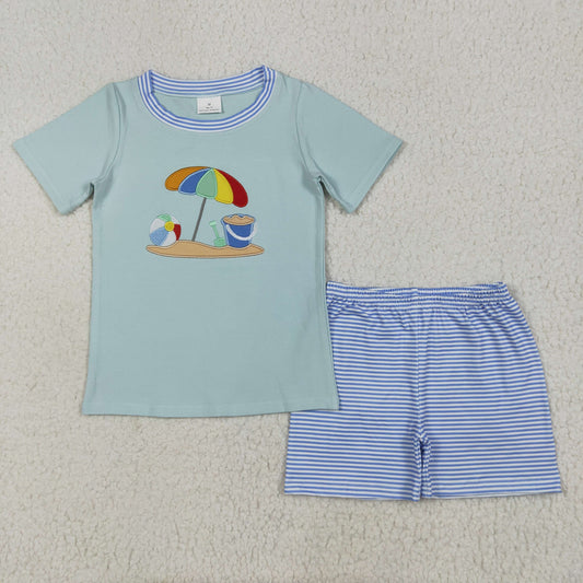 BSSO1485 embroidery bleach bulloon westen  boy summer outfit 202506 RTS