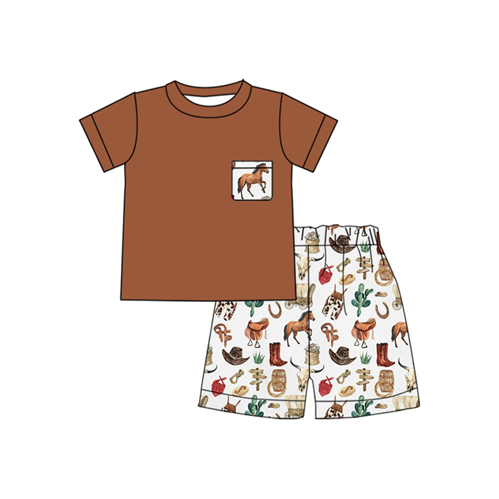 BSSO1501 preorder horse  rodeo western boy summer outfit 202504