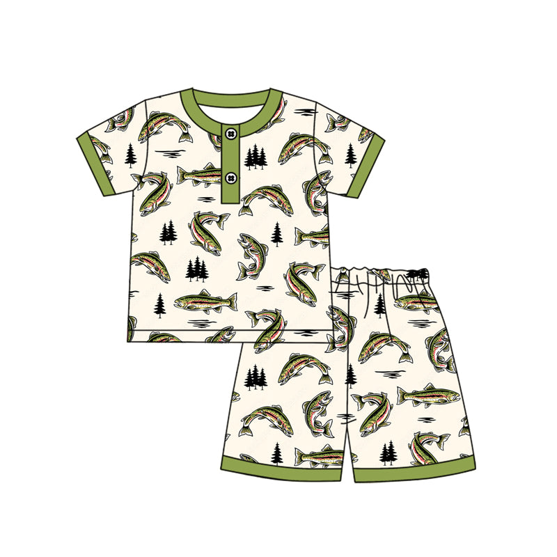 BSSO1528  preorder fish western  boy pajamas summer outfit 202505