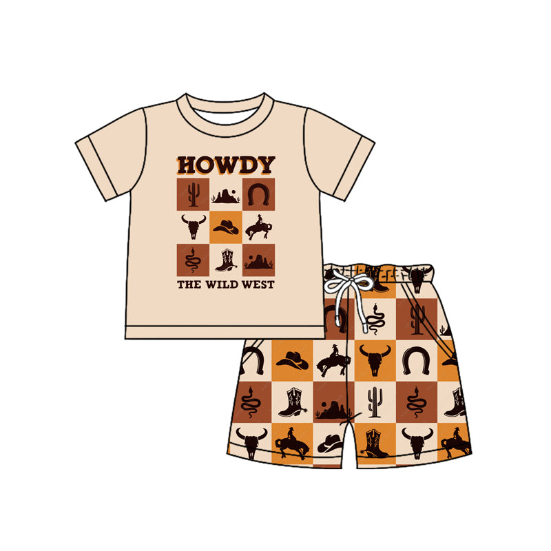 BSSO1530  preorder cow western  boy pajamas summer outfit 202505