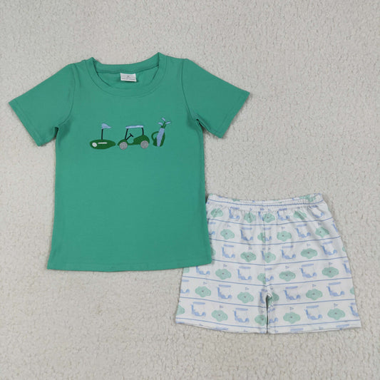 BSSO1540 embroidery golf   boy summer outfit 202506 RTS