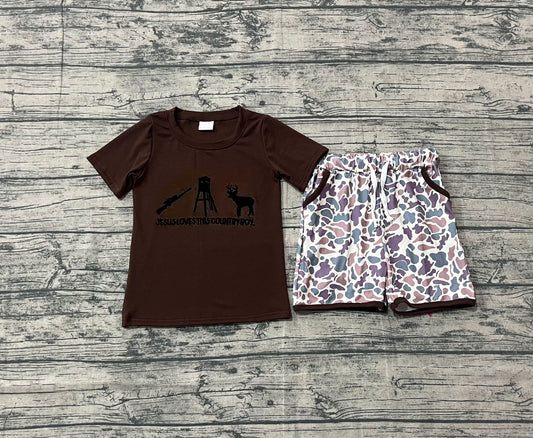 BSSO1562 embroidery hunting deer western  boy outfit 202509 preorder