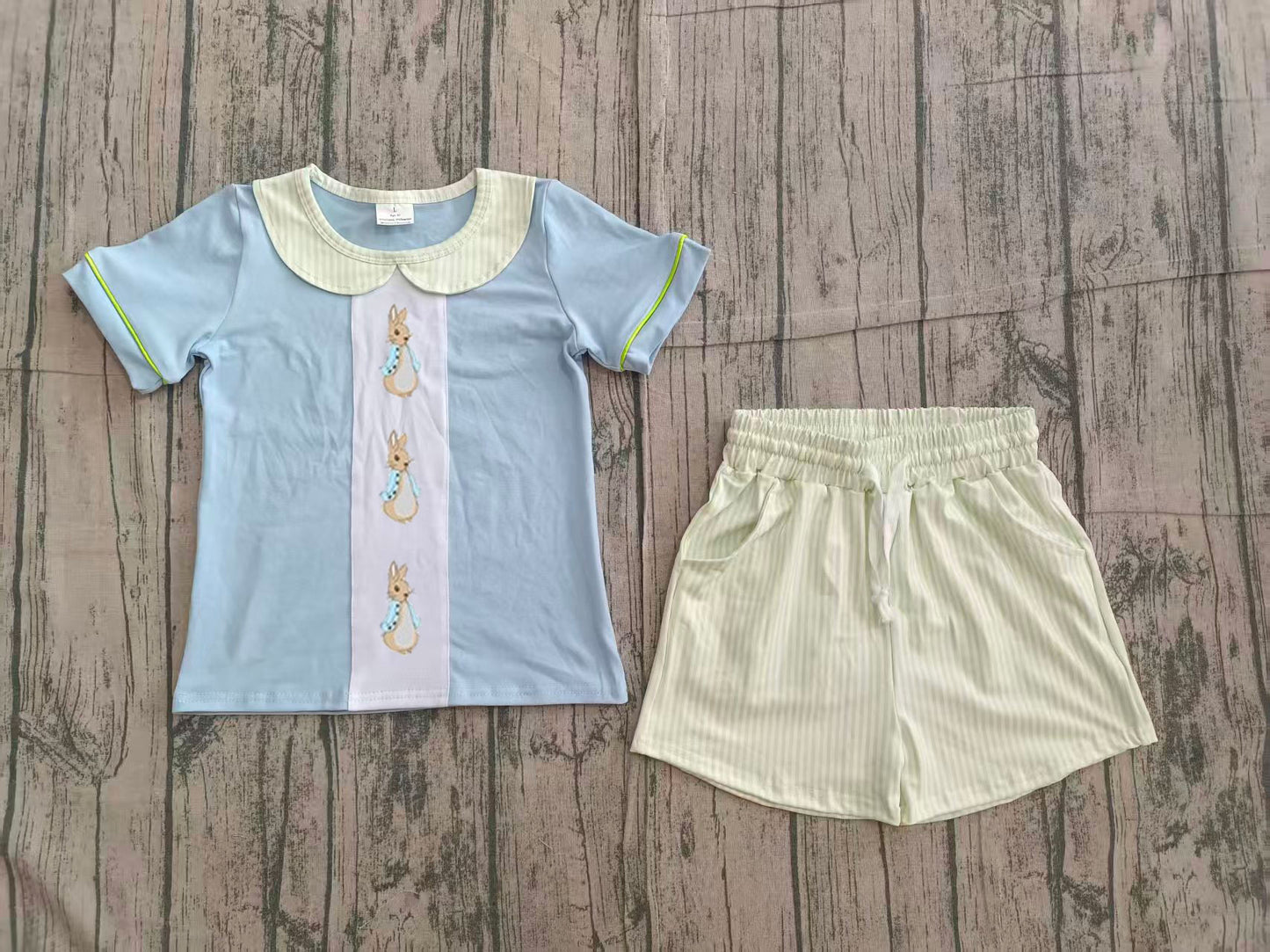 BSSO1564 embroidery Easter rabbit boy outfit 202602 preorder
