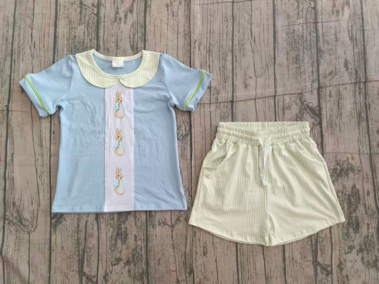BSSO1564 embroidery Easter rabbit boy outfit 202602 preorder