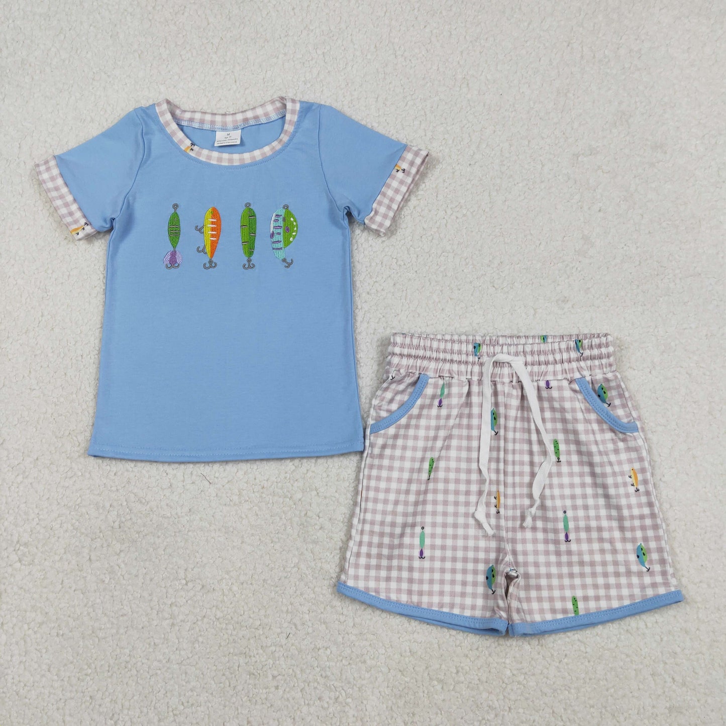 BSSO1617 Embroidery FISH boy summer outfit 202512 RTS