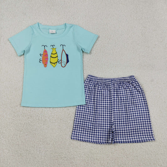 BSSO1628 Embroidery FISH boy summer outfit 202605 RTS