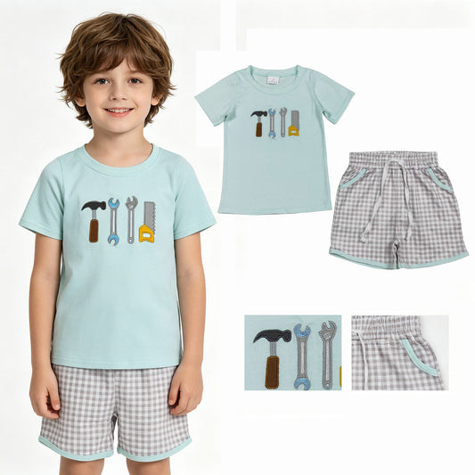 BSSO1666 tools Embroidery boy summer outfit 202604 RTS