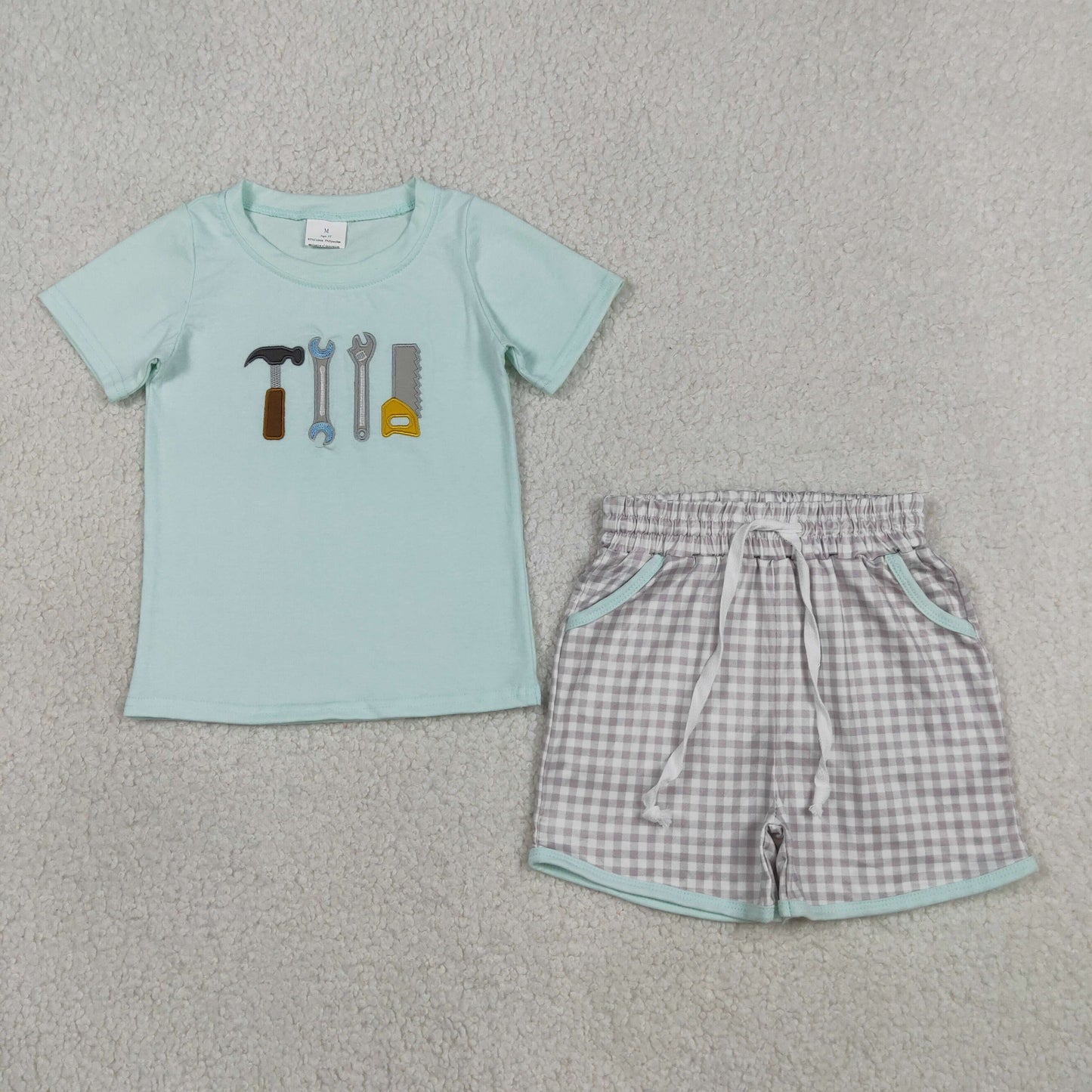 BSSO1666 tools Embroidery boy summer outfit 202604 RTS