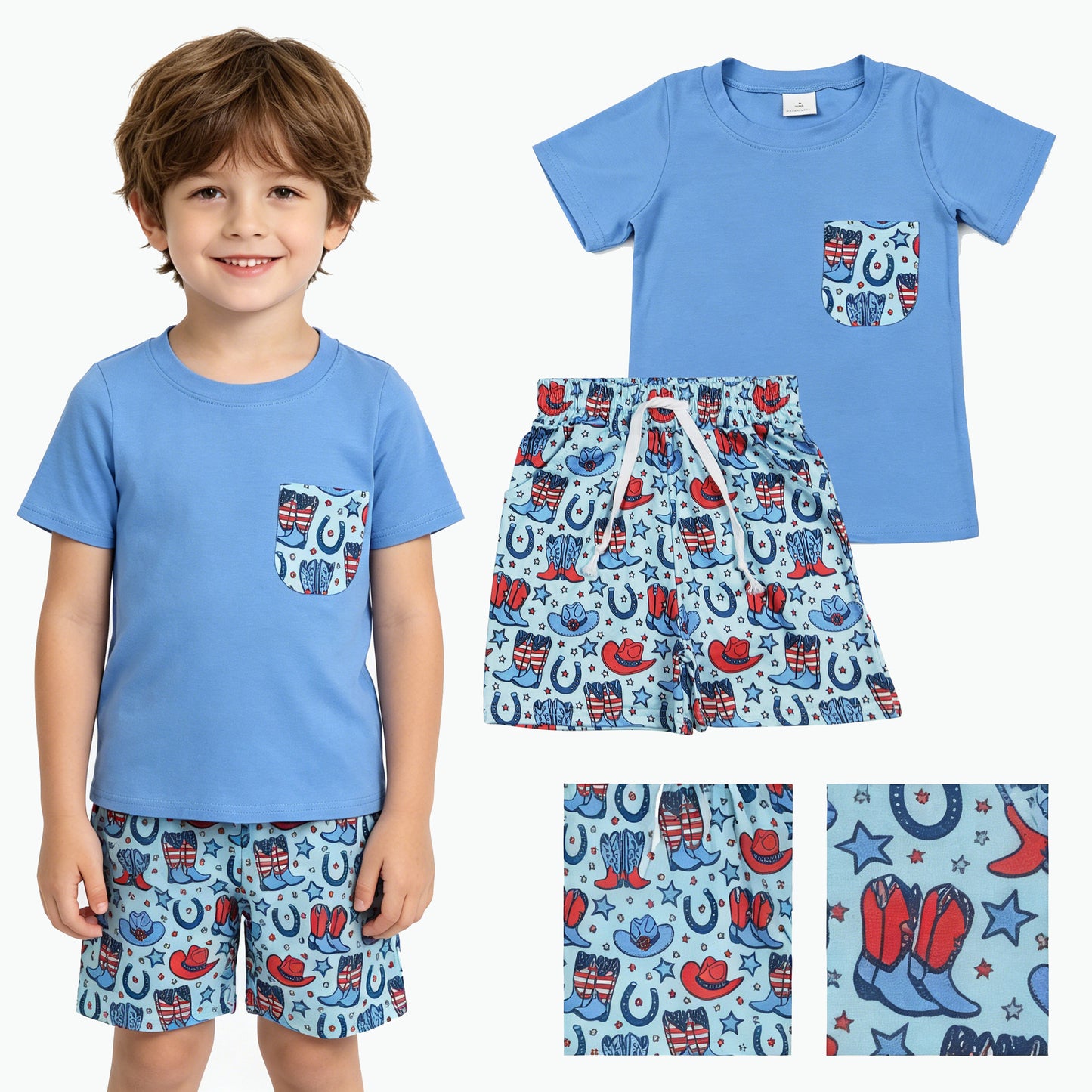 BSSO1829 4th July boots shorts boy outfit 202605 RTS