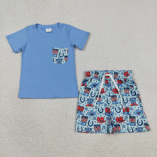 BSSO1829  boots hat July 4th shorts summer boy clothes outfit 202604