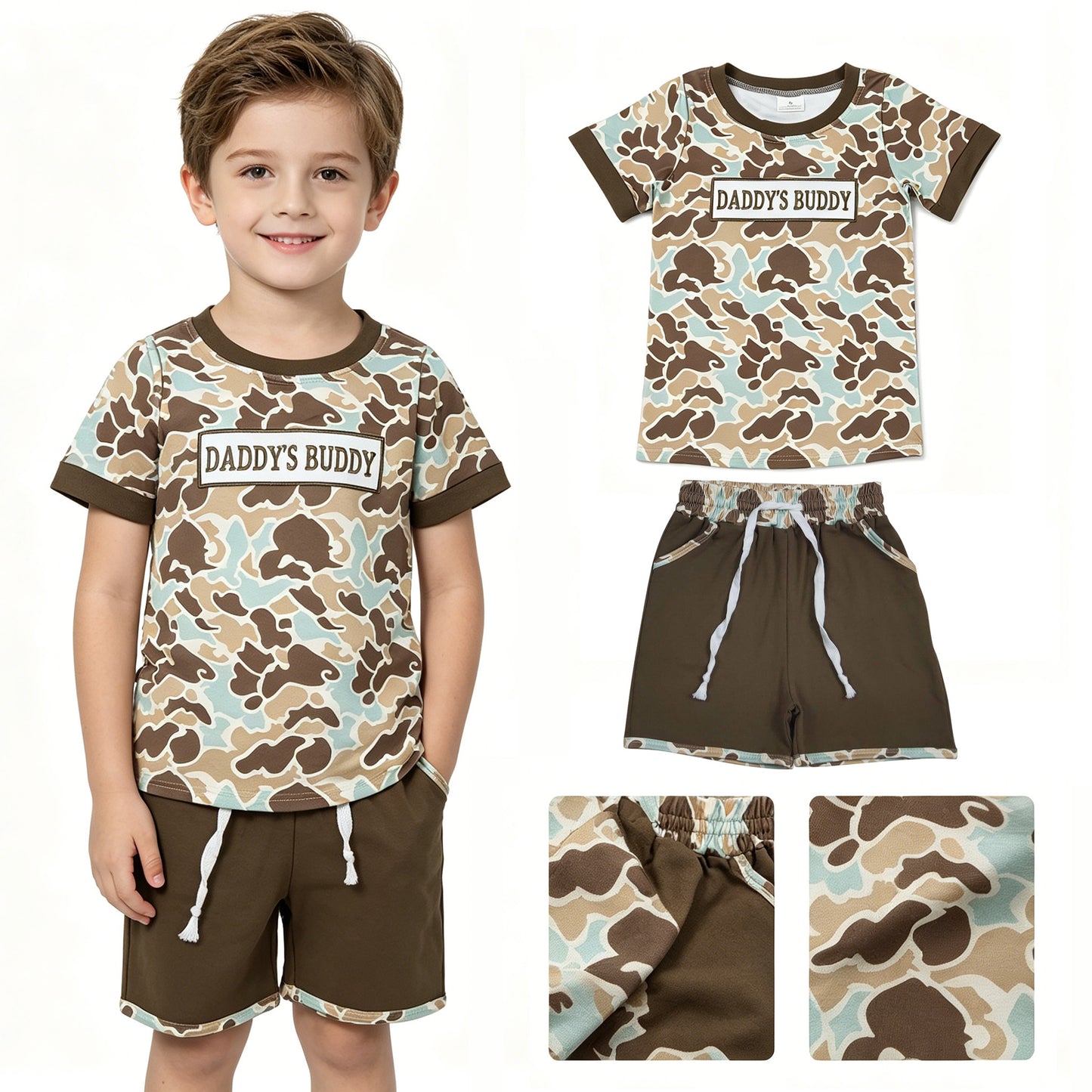 BSSO1839 Embroidery Daddy's buddy camo western  boy outfit 202605 rts