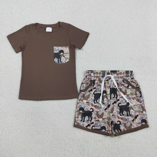 BSSO1849 dog duck camo western  boy outfit 202601 RTS
