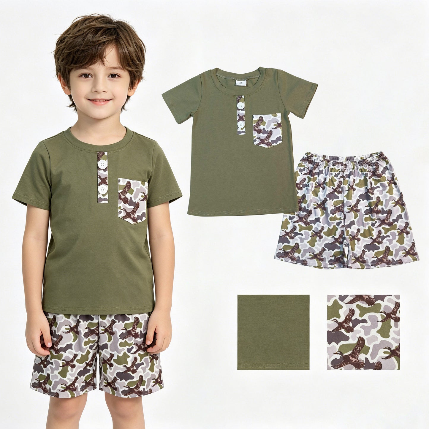 BSSO1856 Embroidery DUCK CAMO western  boy outfit 202604 rts