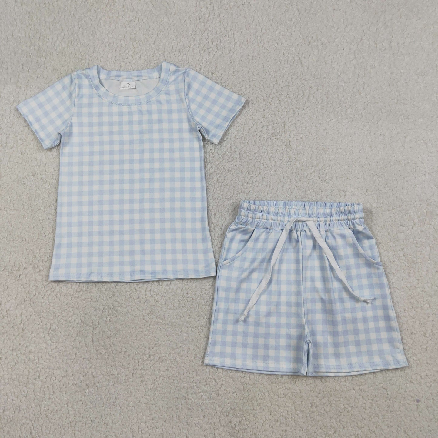 BSSO1896 checkboard blue western  boy outfit 202603 RTS