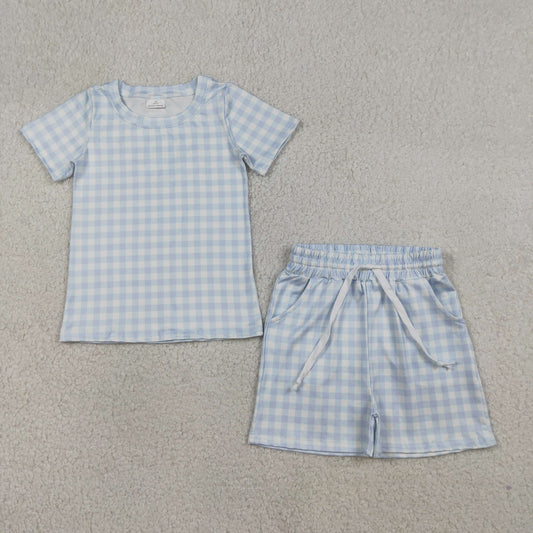 BSSO1896 checkboard blue western  boy outfit 202603 RTS
