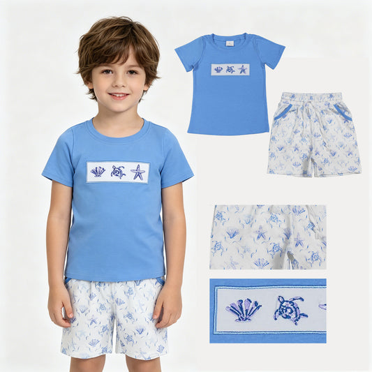 BSSO1979  Embroidery Sea star western  boy outfit 202602 RTS