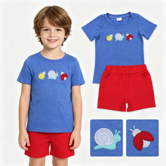 BSSO2031 组合 Embroidery snail boy summer outfit 202604 RTS