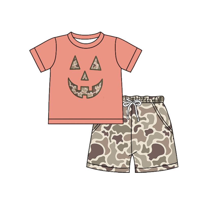 BSSO2042 Halloween pumpkin camo Boys Shorts 2Pcs Set boy outfit 202608 Preorders