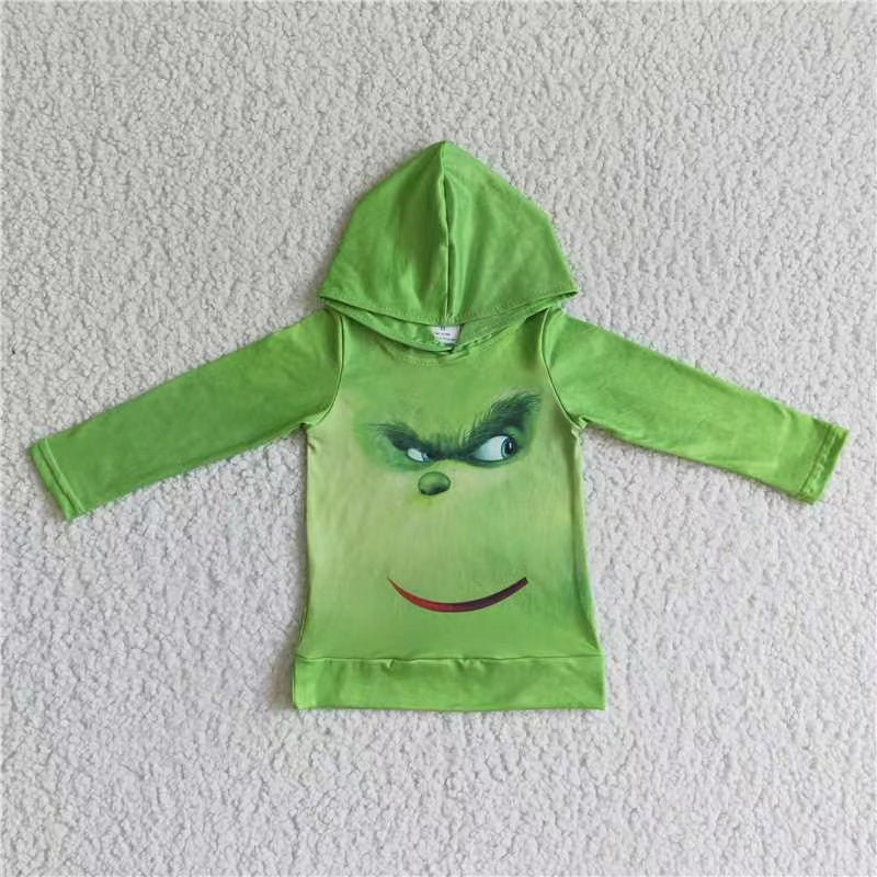 BT0051 RTS green grin cartoon long sleeve boy hoodie top coat pullover 20230530