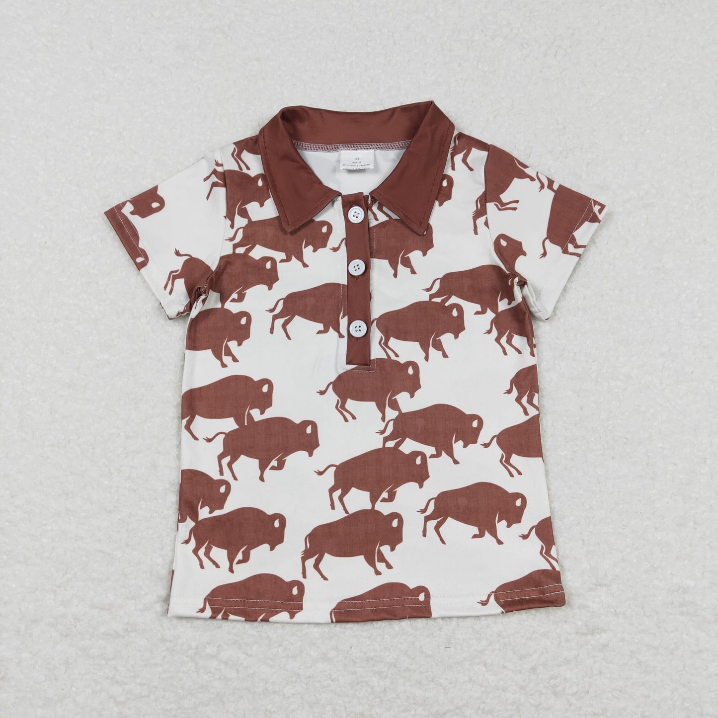 BT0175 western cow short sleeve buttons boy shirt top RTS 20231121