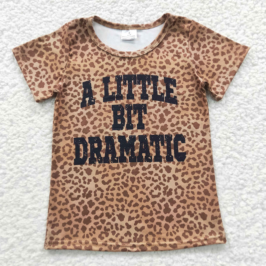 BT0219 little dramatic brown Leopard Short sleeve girl top tee t-shirt 202412 RTS