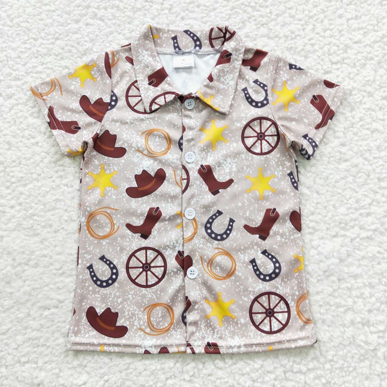BT0236 short sleeve western boy shirt Sport Elastic breathable fabric top RTS 20230615 RTS