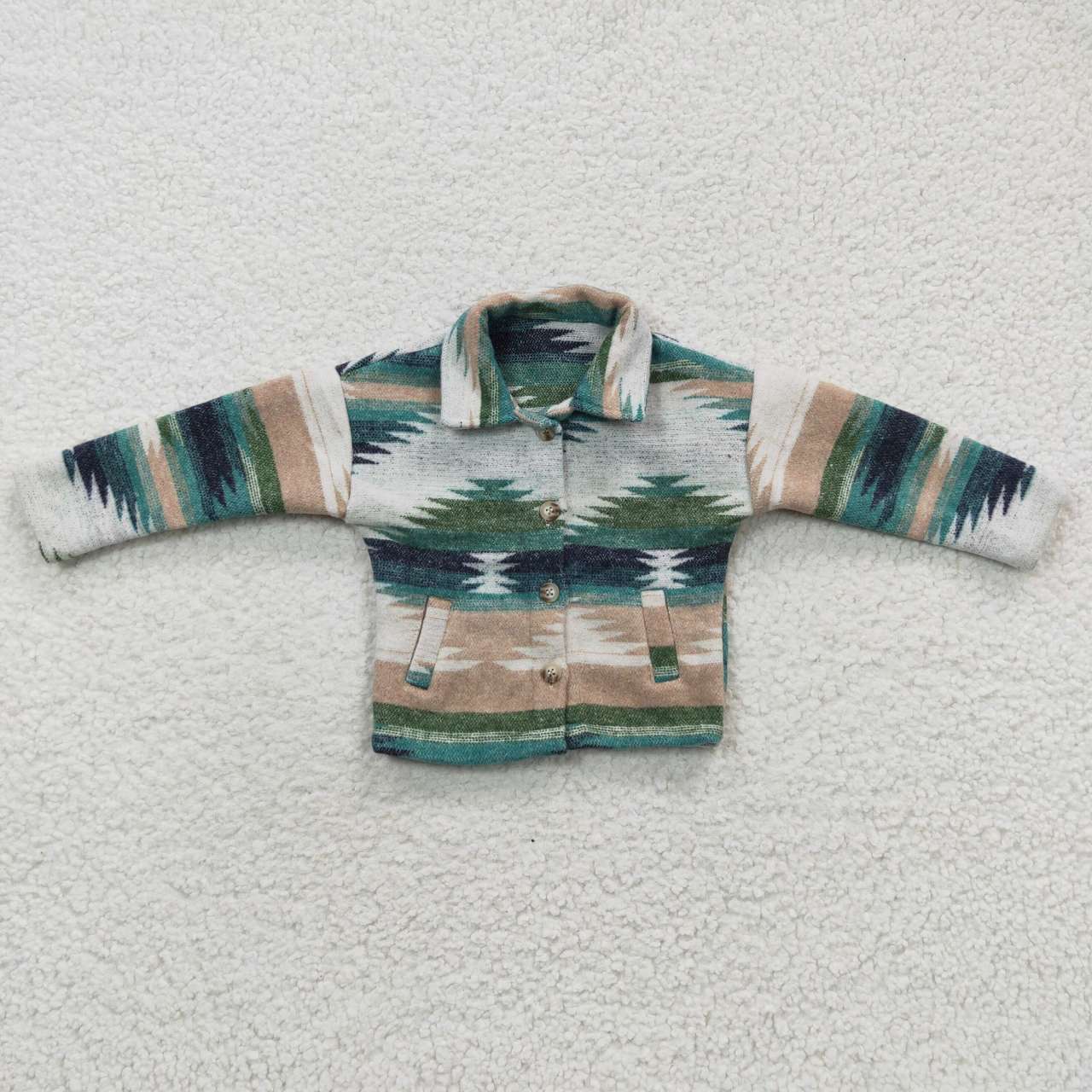 BT0251 green AZTEC western long sleeve Cotton shirt Shackets Jacket children girl boy coat RTS 20230608
