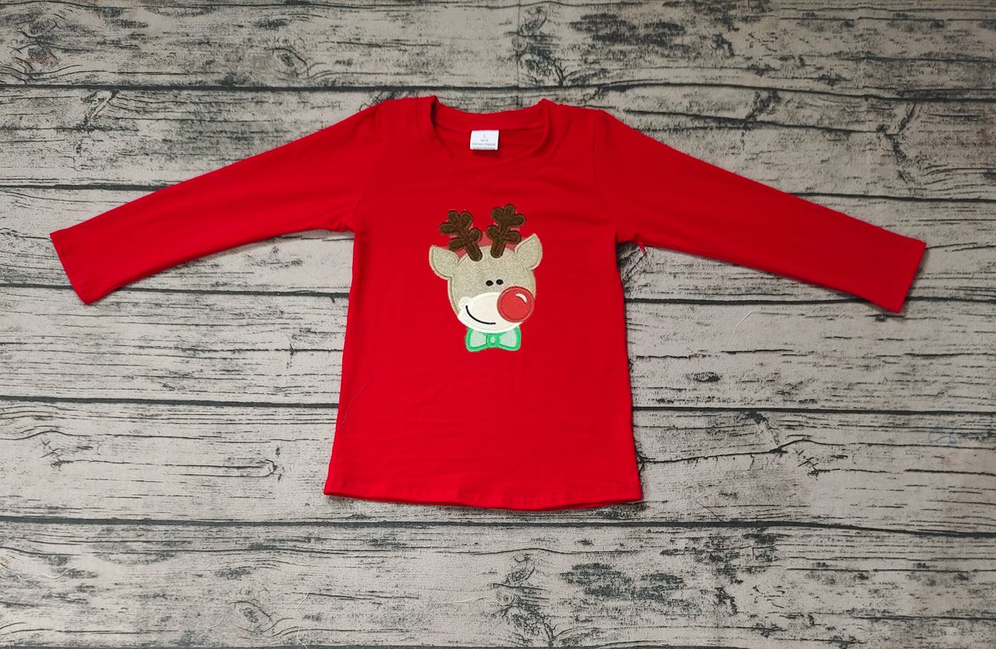 BT0257 western embroidery  cartoon top tee deer Christmas girl boy t-shirt  RTS 20231102