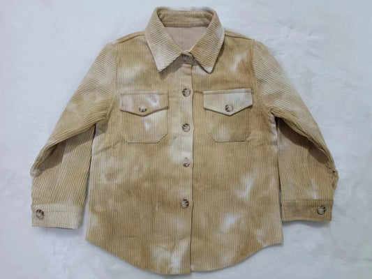 BT0262 Antique Finishing retro style brown corduroy boy Jacket 20230616
