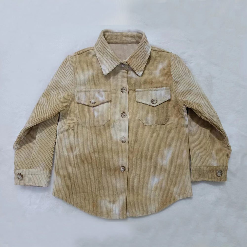 BT0262 brown corduroy long sleeve Cotton girl boy top jacket shirt preorder 20230617