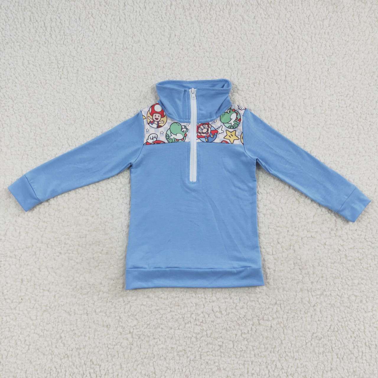 promotion BT0265 RTS mario cartoon zipper boy long sleeve coat top 20230802