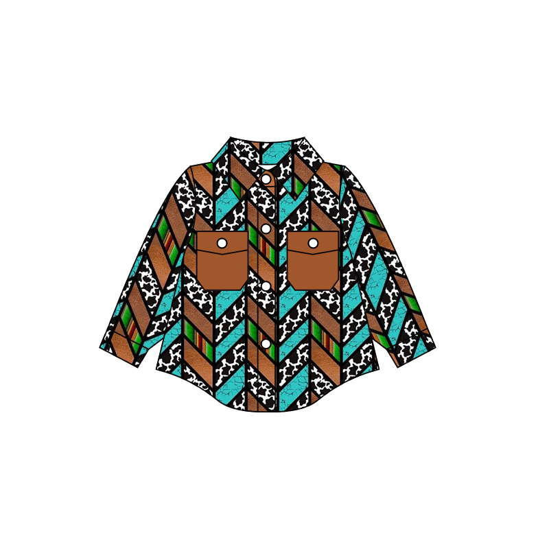 BT0274 long sleeve western button boy shirt preorder 20230706
