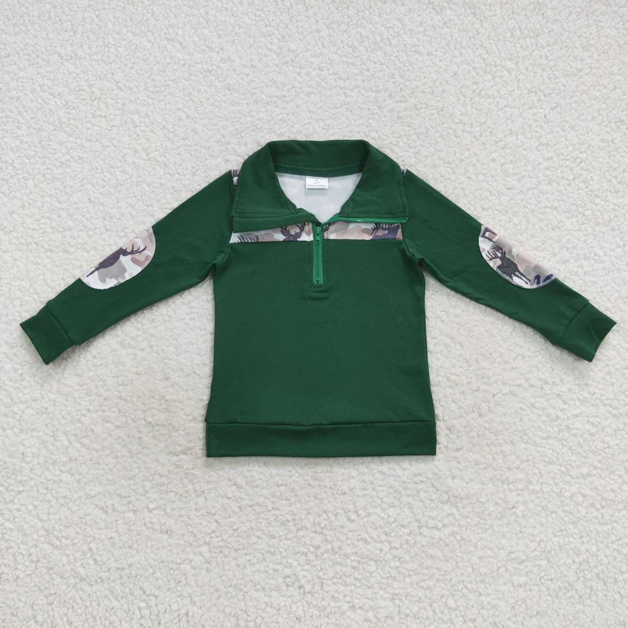 BT0277 RTS green deer long sleeve girl boy pullover zipper top 20230920 RTS