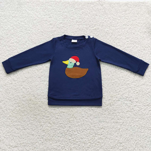 BT0297 long sleeve embroidery duck pullover blue boy top 20230913