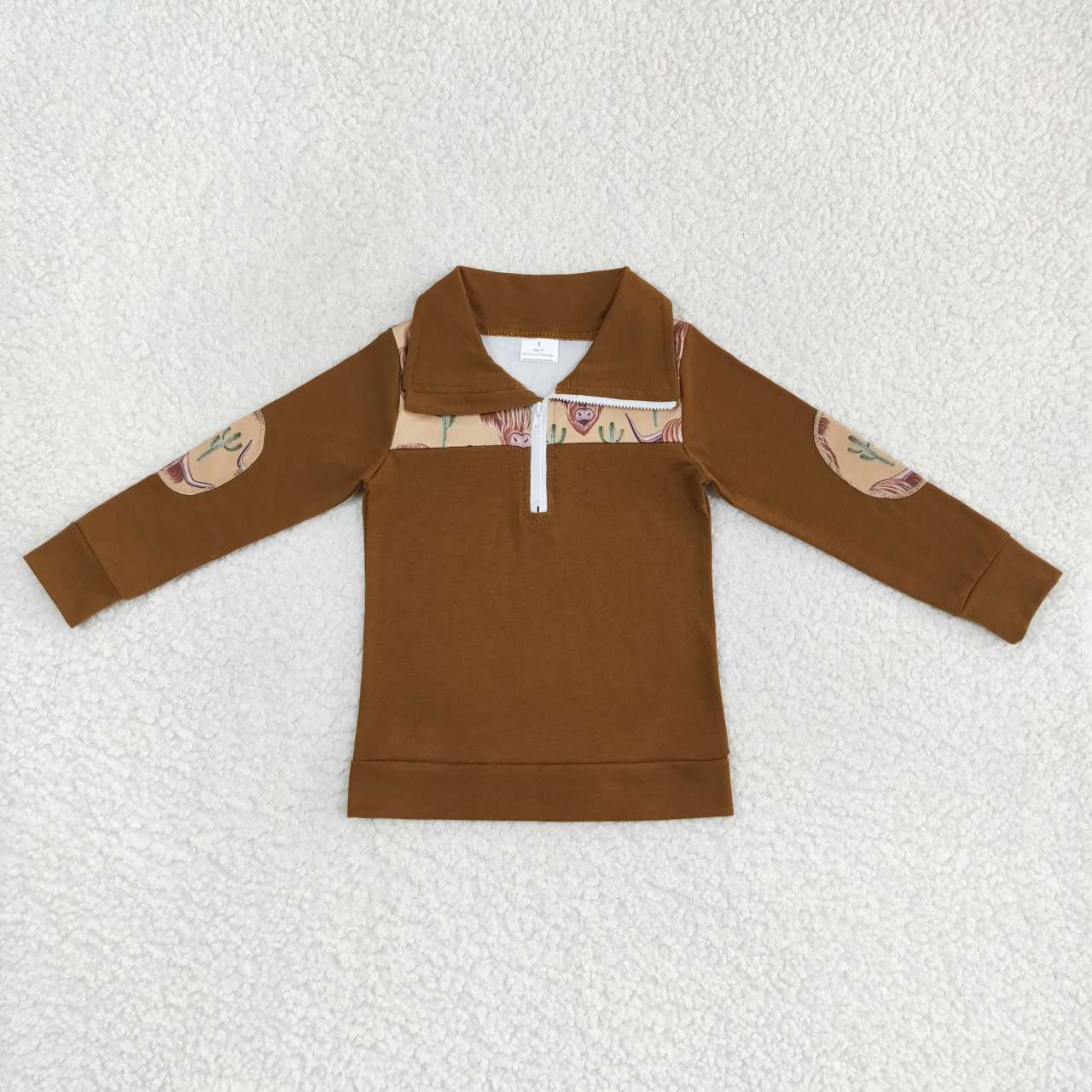 promotion BT0298 brown cow long sleeve boy pullover zipper top 20230926 RTS