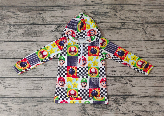 BT0311 preorder mario hoodie zip up boy long sleeve coat top 20230823