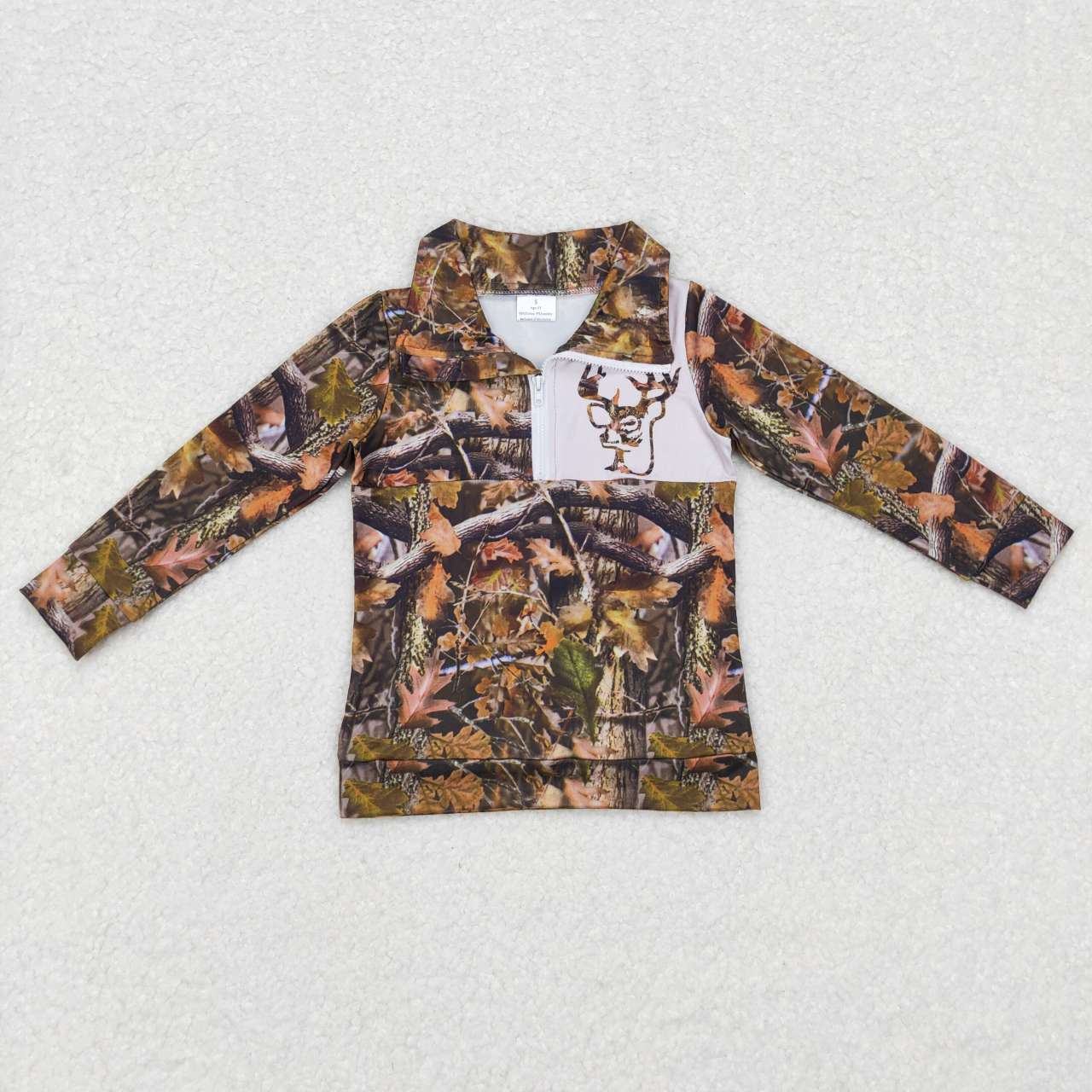 BT0331 RTS Christmas deer camo zip boy long sleeve coat pullover top 20231012