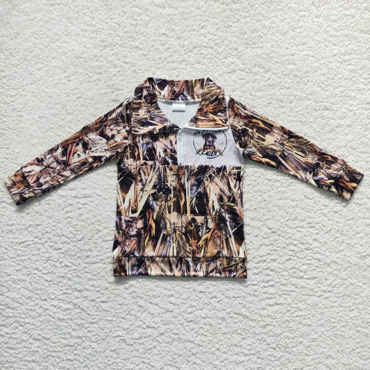 BT0333 dog camo zip boy long sleeve coat pullover top 20230928 RTS