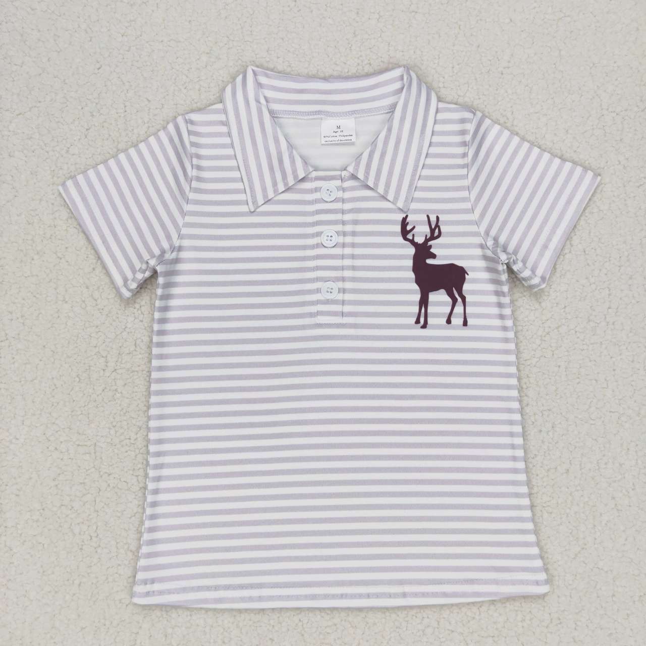 BT0337 short sleeve embroidery western deer top button boy shirt RTS 20231007