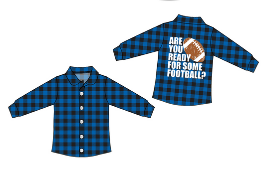 BT0358 long sleeve western football plaid top button boy shirt 20230831 preorder