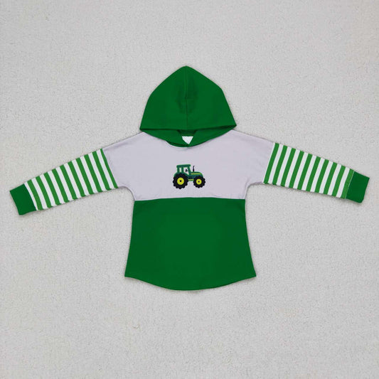 BT0371 western tractor green long sleeve hoodie kids boy pullover top 20231007 RTS