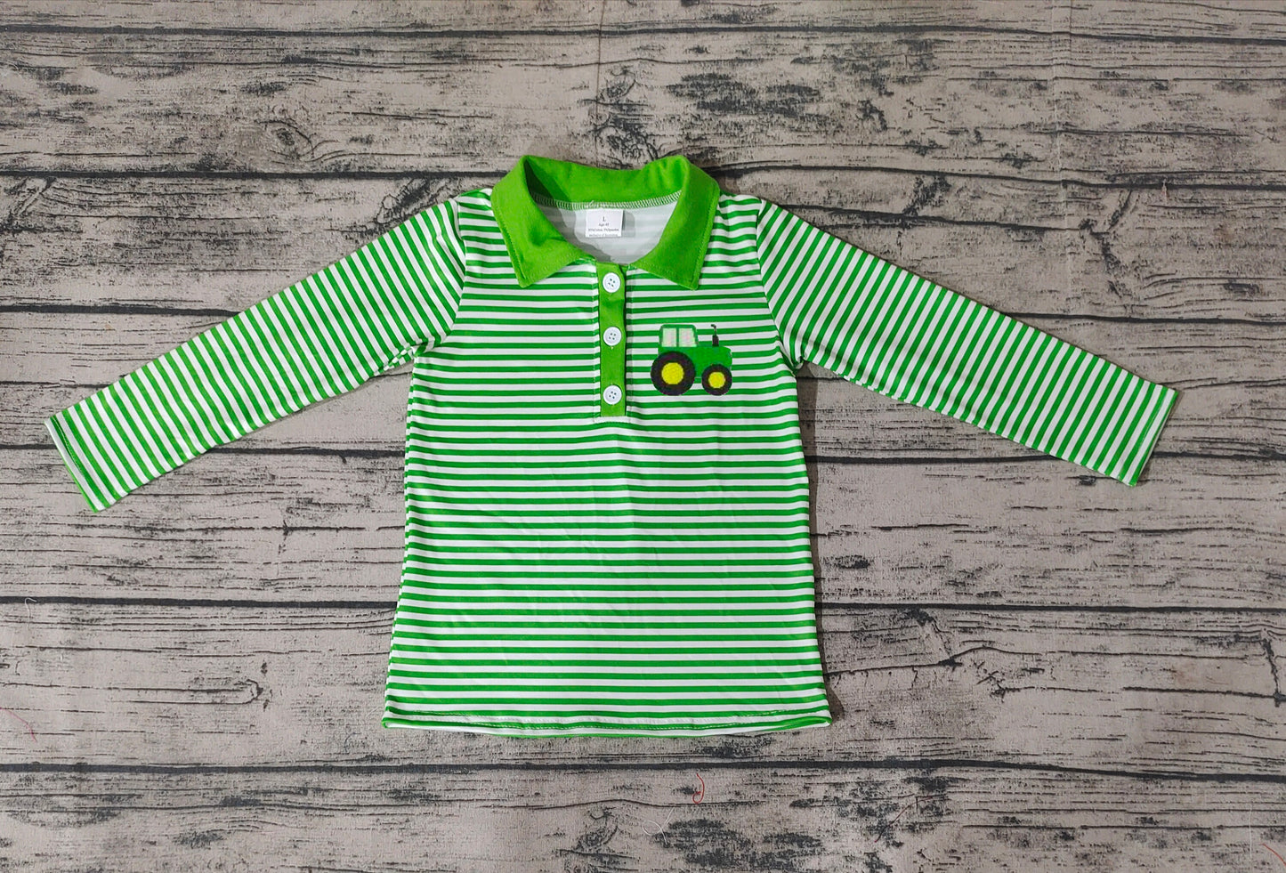 BT0405 long sleeve western green tractor top button boy shirt rts 20231101