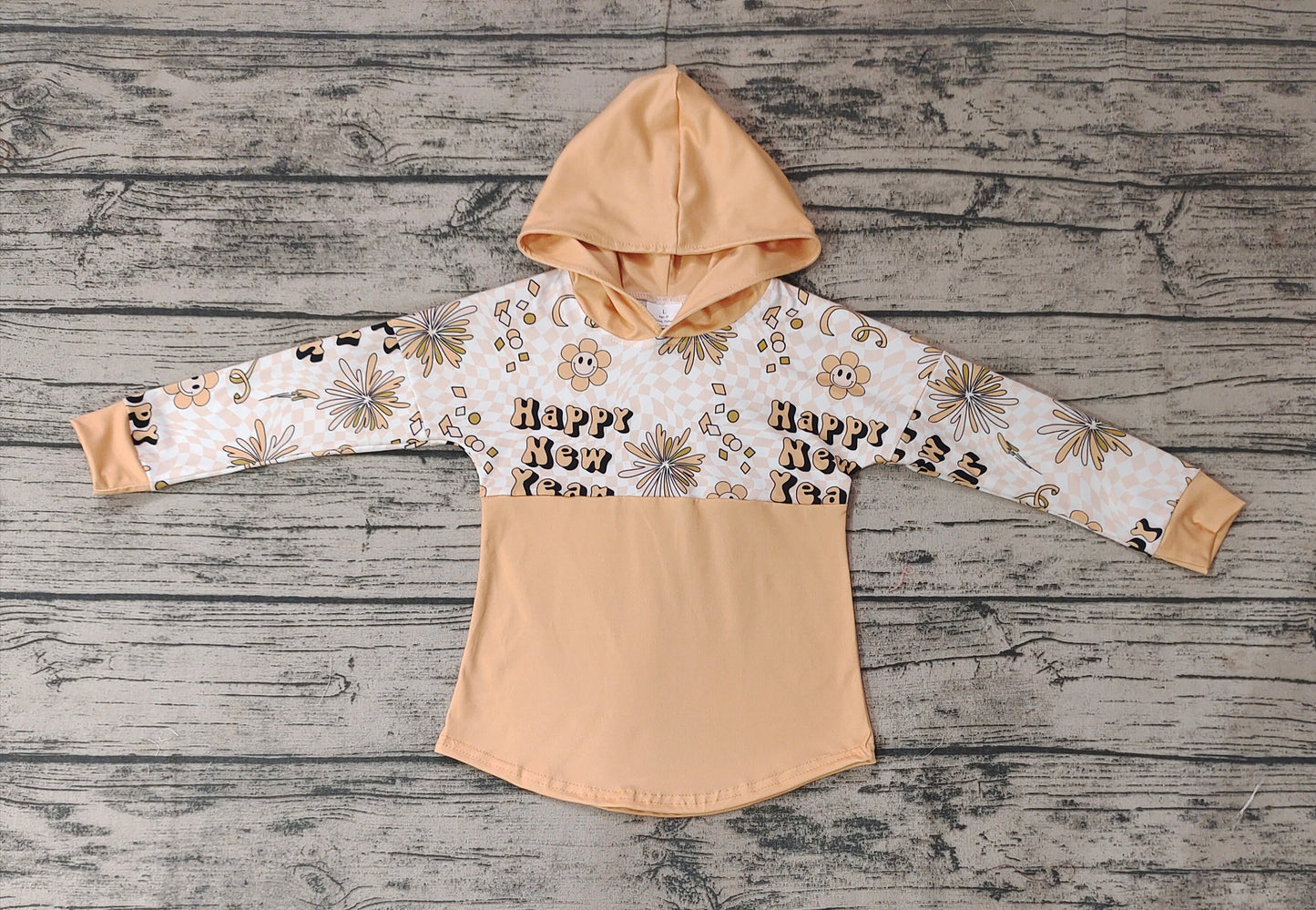 BT0420 happy new year long sleeve hoodie kids boy pullover top 20231024 RTS