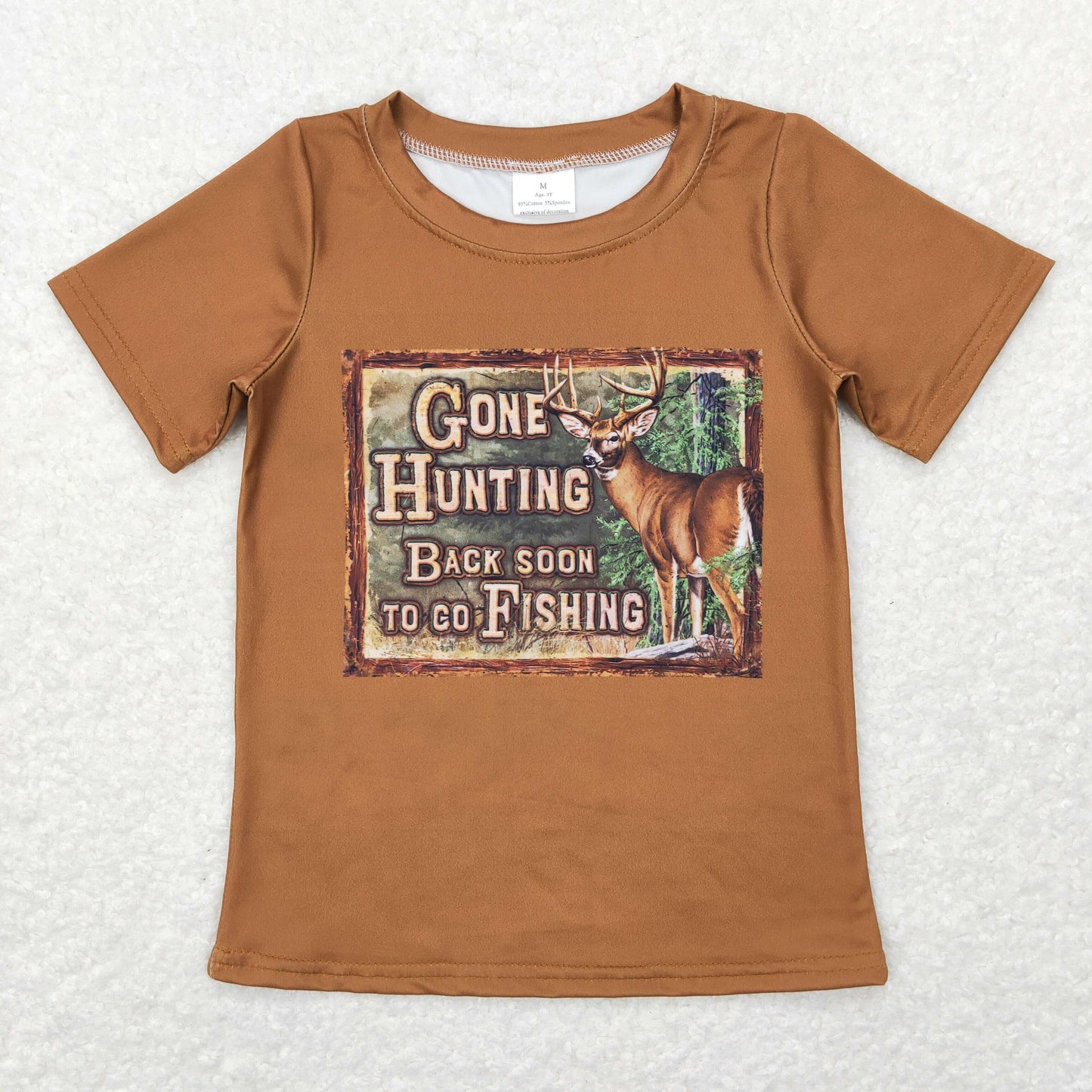 BT0424 deer hunt car western top tee girl boy t-shirt 202503 RTS