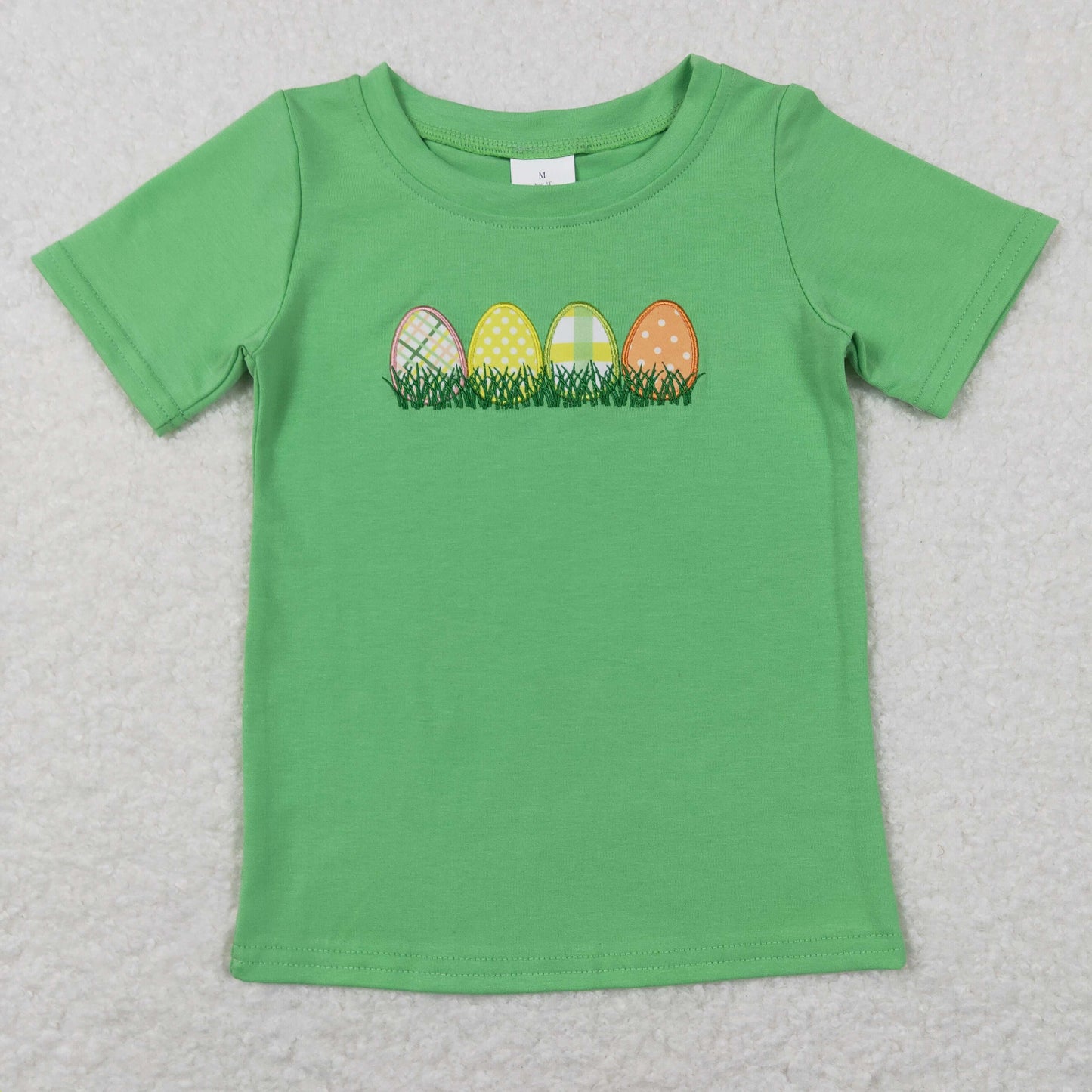 BT0427 bunny Easter Embroidery egg top tee girl boy t-shirt  RTS 202312